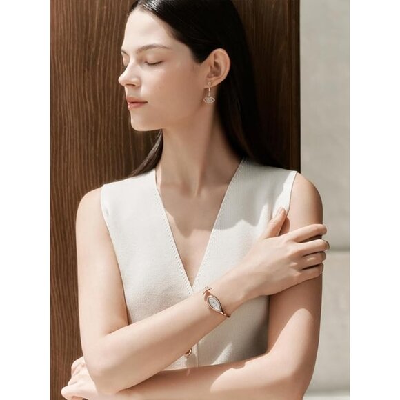 SAGA Mermaid Swiss Quartz Watch Rose Gold Danube Crystal Large NWT main image 4